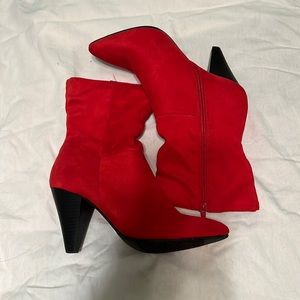 Red booties, size 8